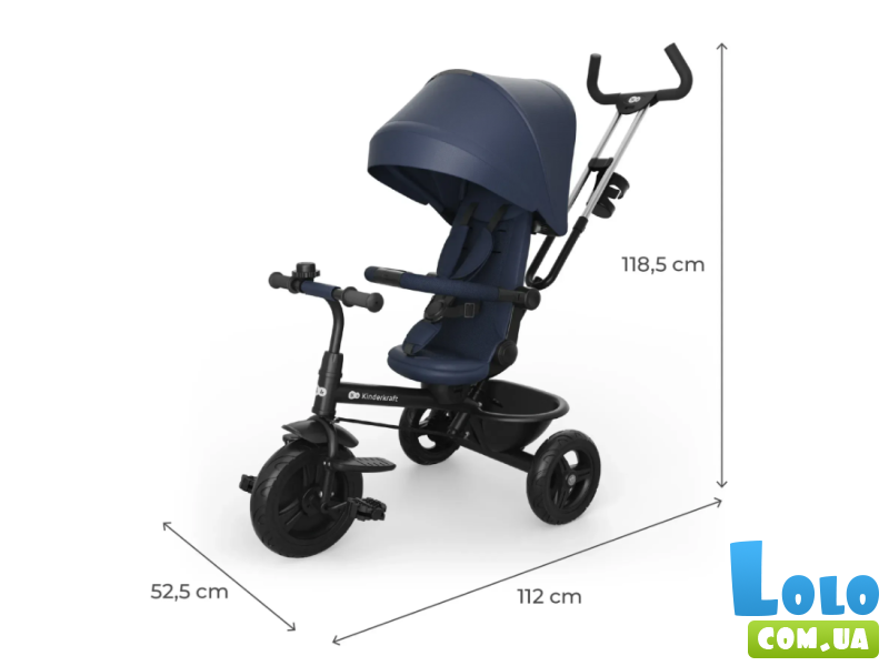 Трехколесный велосипед Aston 2 Plus, Kinderkraft (Navy)