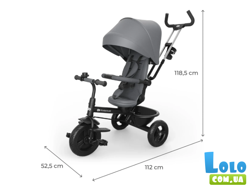 Трехколесный велосипед Aston 2 Plus, Kinderkraft (Grey)