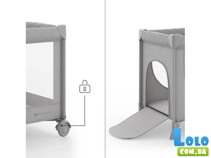Кровать-манеж Leody Up, Kinderkraft (Grey)