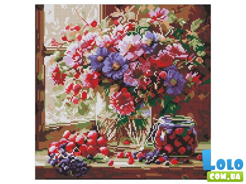 Алмазная мозаика Букет и фрукты, Идейка (40х40 см)