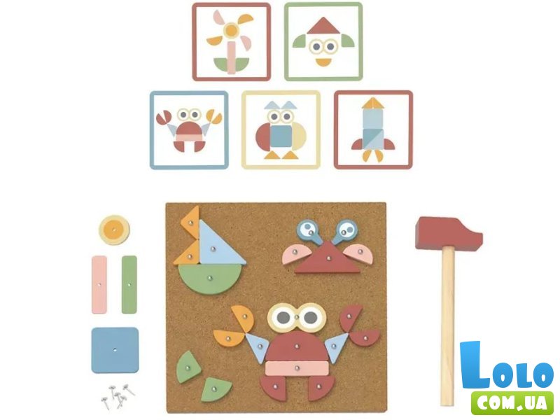 Деревянная игра Аппликация с молоточком, Tooky Toy
