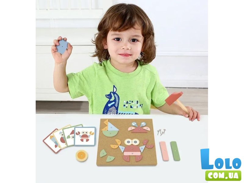 Деревянная игра Аппликация с молоточком, Tooky Toy