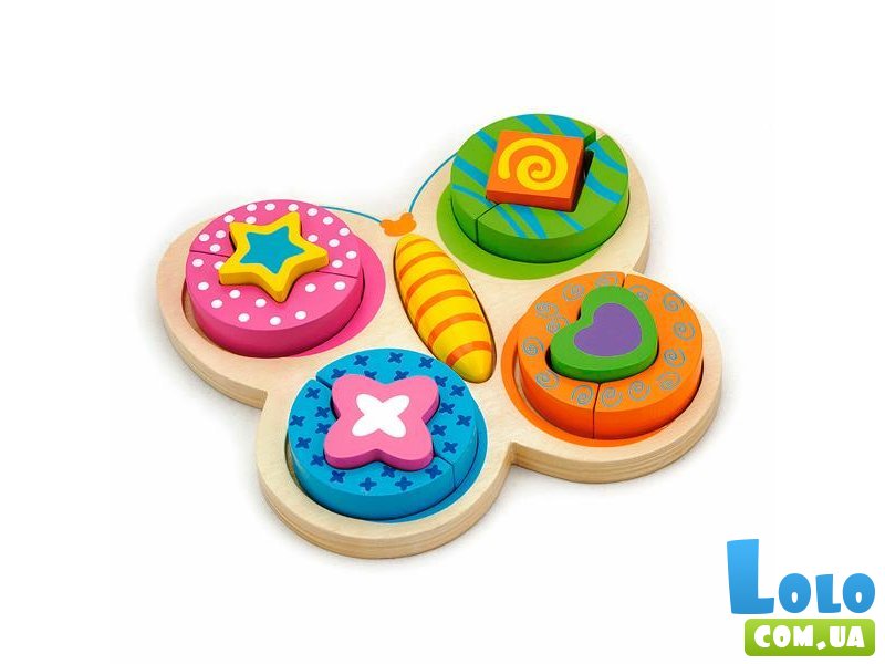 Деревянный пазл-сортер Бабочка, Viga Toys