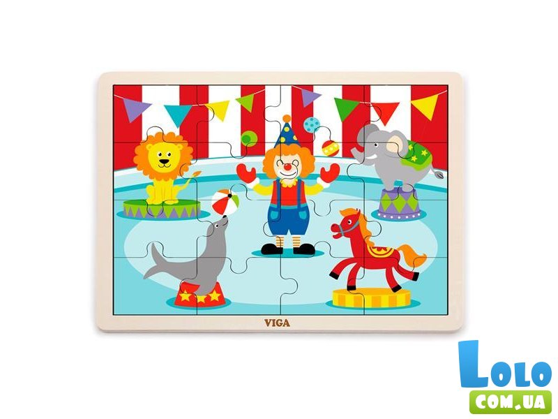 Деревянный пазл Цирк Viga Toys 16 эл.