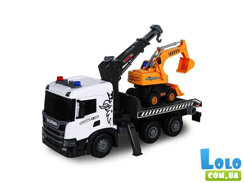 Набор машин Автокран Scania с экскаватором, TechnoDrive