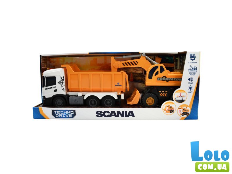 Набор машин Самосвал Scania и Экскаватор, TechnoDrive