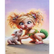 Алмазная мозаика Девушка с поросенком, TK Group (30х20 см)