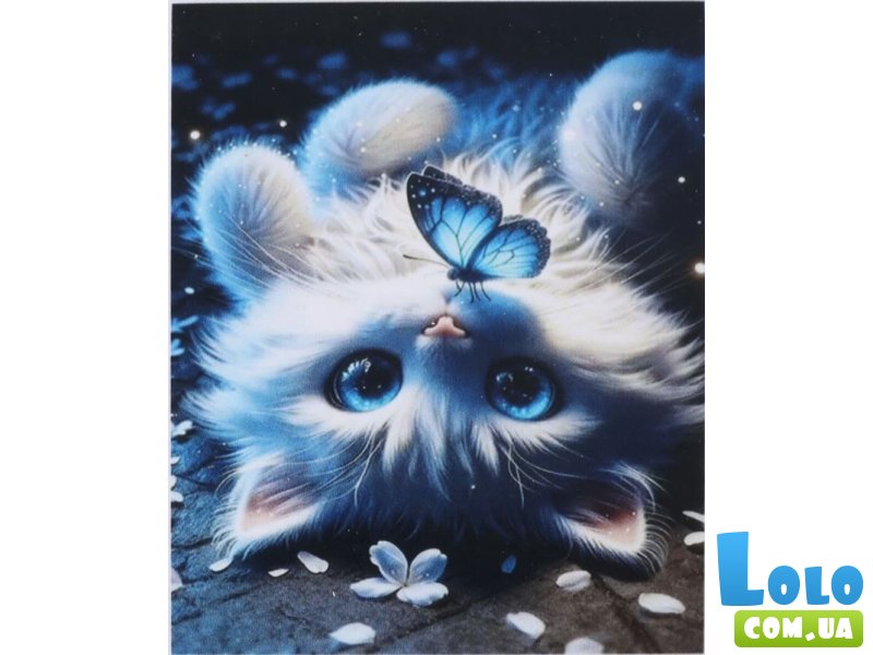 Алмазная мозаика Котик с бабочкой, TK Group (30х20 см)