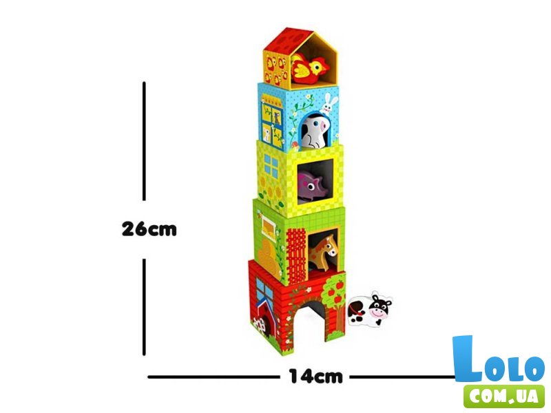 Пирамидка из кубиков Ферма, Tooky Toy