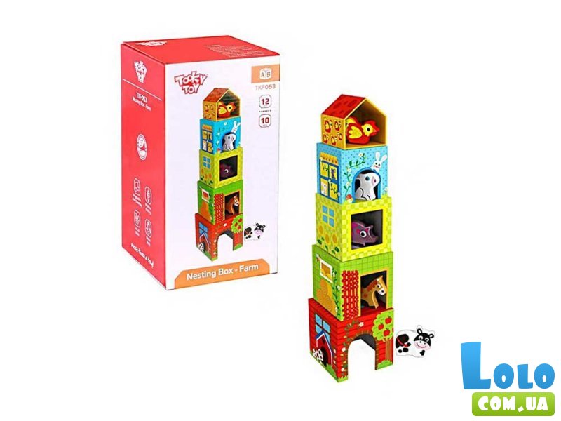 Пирамидка из кубиков Ферма, Tooky Toy