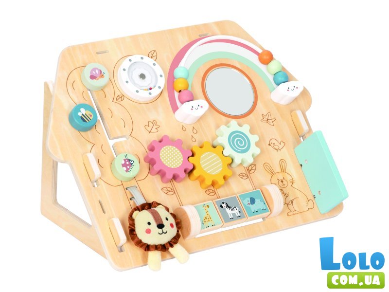 Деревянная развивающая доска бизиборд 2в1, Tooky Toy