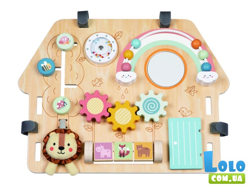 Деревянная развивающая доска бизиборд 2в1, Tooky Toy