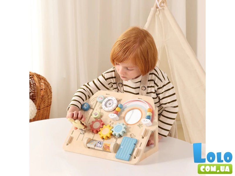 Деревянная развивающая доска бизиборд 2в1, Tooky Toy