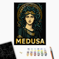 Картина по номерам на черном фоне Медуза с металлик и флуоресцентными красками, Brushme (30х40 см)