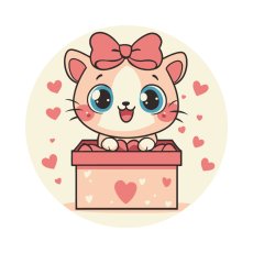 Раскраска на холсте круглая Котенок с подарком, Brushme (20 см)