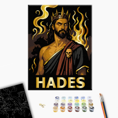 Картина по номерам на черном фоне Аид с металлик и флуоресцентными красками, Brushme (30х40 см)