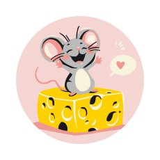 Раскраска на холсте круглая Счастливый мышонок, Brushme (20 см)