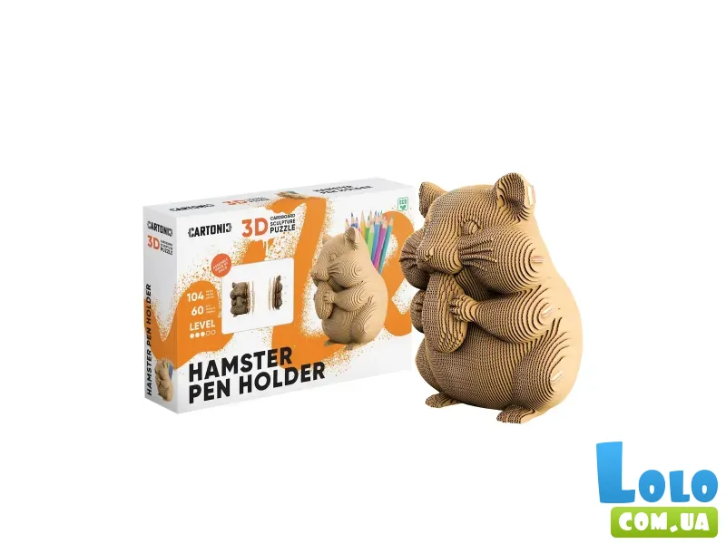 Картонный 3D пазл Хомяк-органайзер, Cartonic, 104 эл.