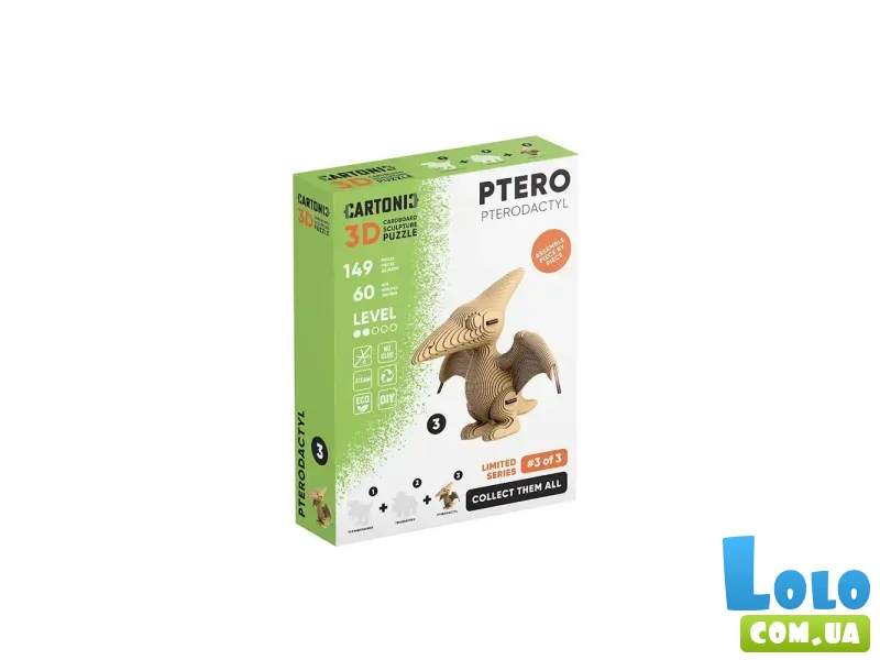 Картонный 3D пазл Птеродактиль, Cartonic, 149 эл.