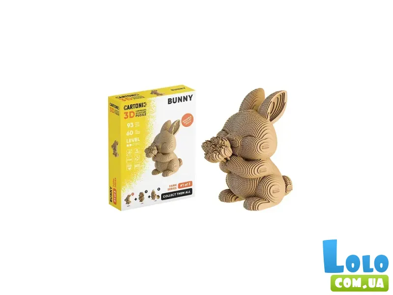 Картонный 3D пазл Зайчик (BUNNY), ​​Cartonic, 93 эл.