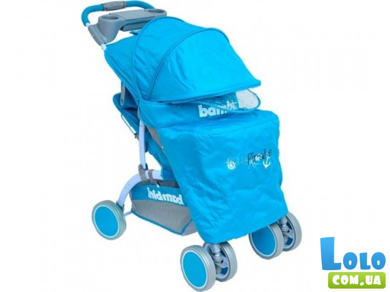 Прогулочная коляска Bertoni Bambini Neon Blue Pirate (синяя), с чехлом для ног