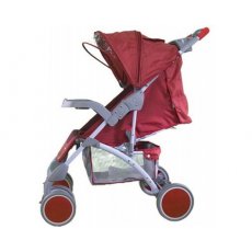 Прогулочная коляска Bambini King Red Strawberry (красная), с чехлом для ног