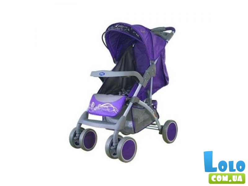 Прогулочная коляска Bambini King Violet Butterfly (фиолетовая), с чехлом для ног
