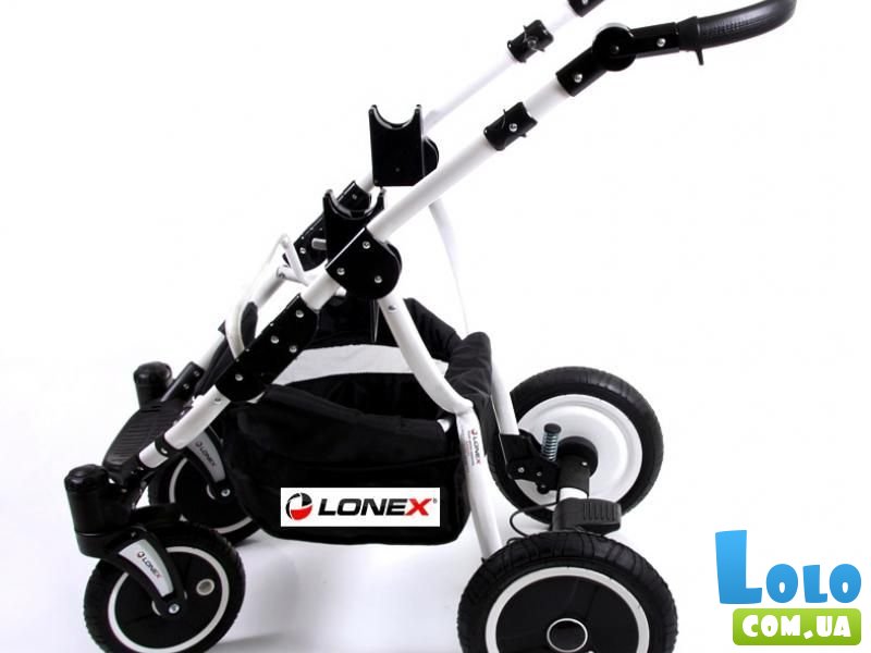 Универсальная коляска 2 в 1 Lonex Sweet Baby SB-08 (черная с белым)