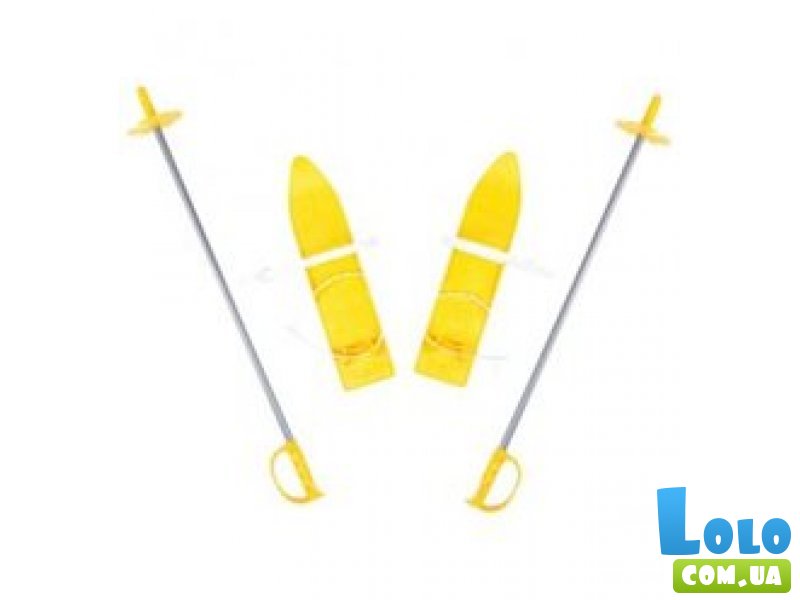 Лыжи с палками Marmat детские пластиковые, длина - 40 см, желтый