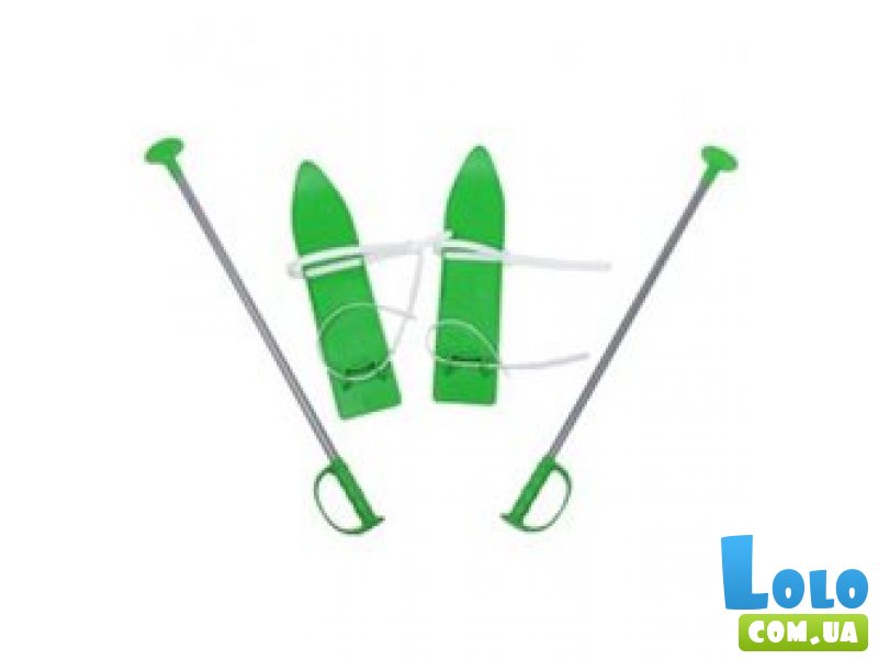 Лыжи с палками Marmat детские пластиковые, длина - 40 см, зеленый