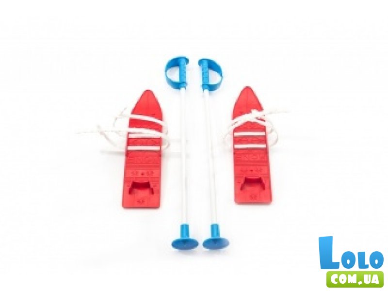 Лыжи с палками Marmat детские пластиковые, длина - 40 см, красный