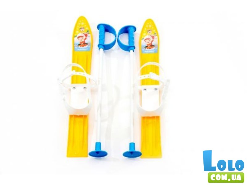 Лыжи с палками Marmat детские пластиковые, длина - 60 см, желтый