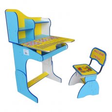 Парта+стул Baby Tilly "Веселой учебы" E2071BY Blue-Yellow (голубая с желтым)
