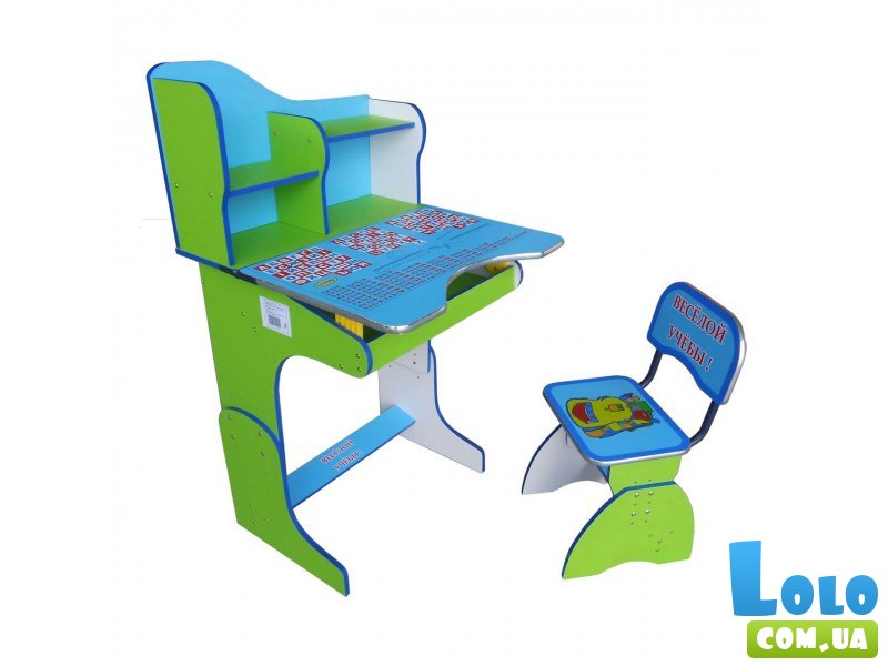 Парта+стул Baby Tilly "Веселой учебы" E2071 Green-Blue (зеленая с голубым)