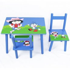Стол + 2 стула Baby Tilly "Дора" 2407-104 (голубой с зеленым)