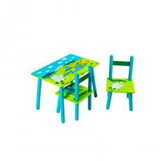 Стол + 2 стула Baby Tilly "Африка" 2880-4(2802-12) (голубой с зеленым)