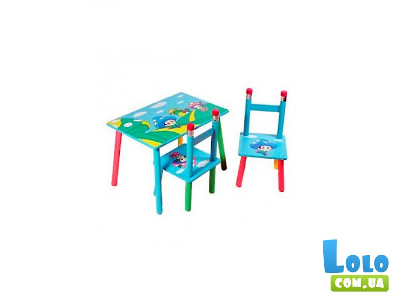 Стол + 2 стула Baby Tilly "Гриб" W02-286 (голубой с зеленым)