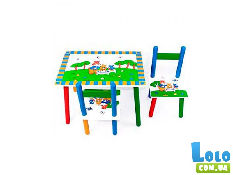 Стол + 2 стула Baby Tilly "Бурундуки" W02-596 (зеленый)