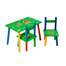 Стол + 2 стула Baby Tilly "Львенок и черепаха" W02-81 (зеленый)