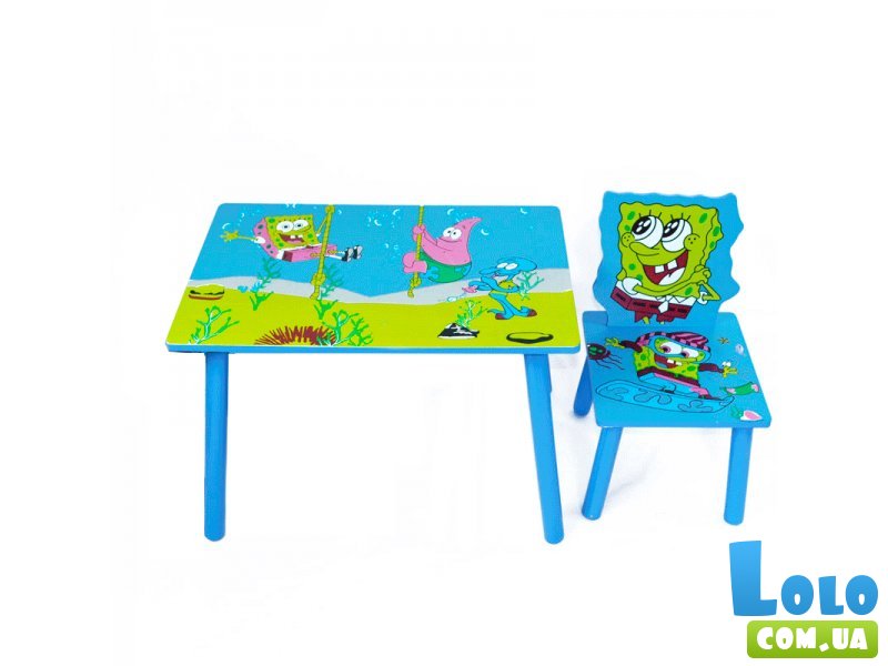 Стол + стул Baby Tilly "Губка Боб" W02-5152 (голубой с зеленым)