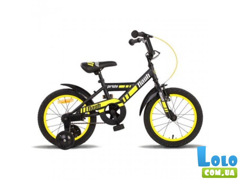 Велосипед двухколесный Pride Flash 16" 2015 SKD-78-86 (черный с жёлтым), матовый