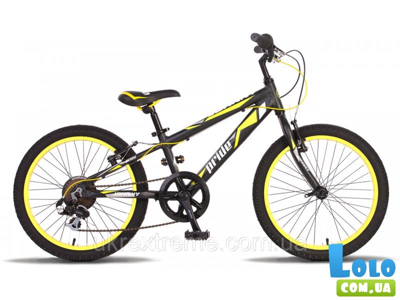 Велосипед двухколесный Pride Johnny 20'' 2015 SKD-81-06 (черный с жёлтым), матовый