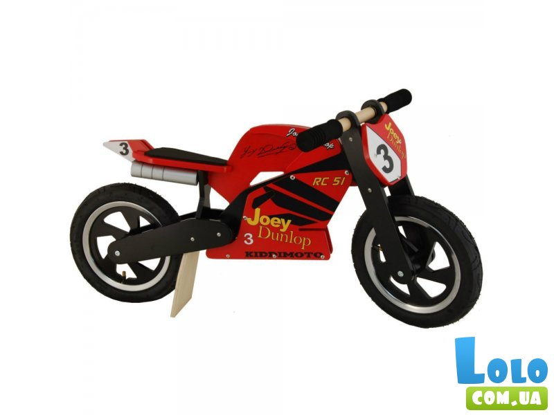 Беговел деревянный Kiddi Moto Heroes 12" (красный), с автографом Joey Dunlop TT