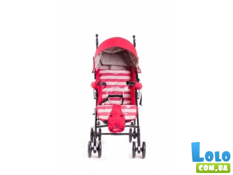 Прогулочная коляска-трость Geoby D208R-W3QR (красная с розовым)