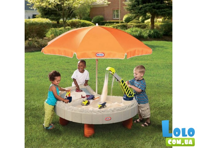 Песочница-столик "Веселая стройка" с зонтом, Little Tikes