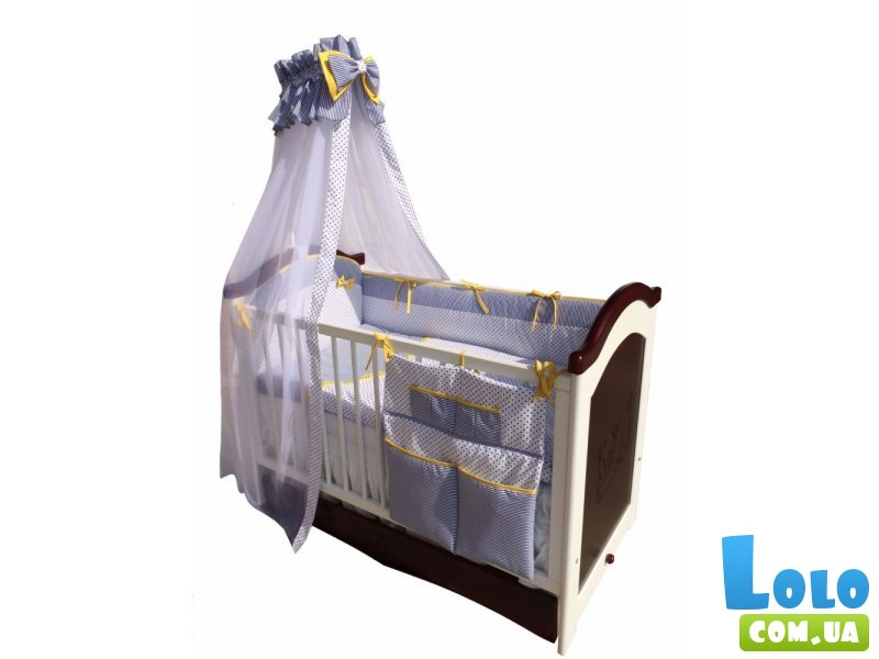 Детская постель Twins Premium P-007 Glamur синий горошек/желтый