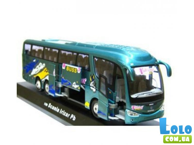 Автомодель CARARAMA "Автобус Scania-турист", зеленого цвета, в масштабе 1:50