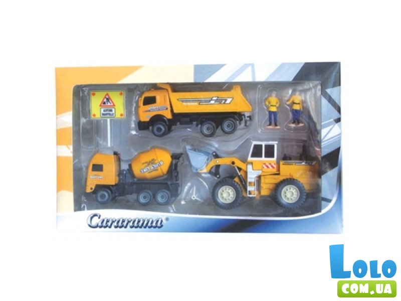 Набор игрушечный Cararama «Строительная техника: самосвал, лодер и бетоновоз», (масштаб 1:60)