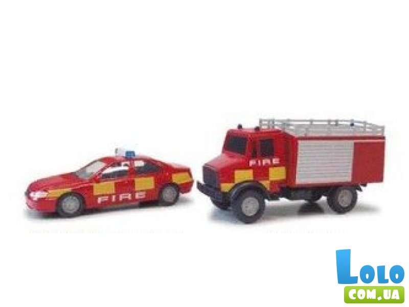 Набор 2- х автомоделей CARARAMA "Пожарные автомобили – легковая + грузовая" 1:43