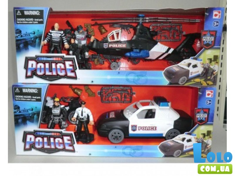 Игрушечный набор CHAP MEI серии "Полиция", в асорт. (машинка/вертолёт, мотоцикл, фигурки, аксессуары)